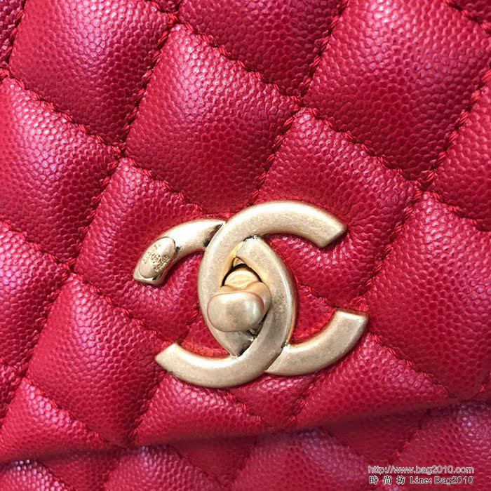 CHANEL香奈兒 独家背景实拍 蜥蜴手柄 Chanel cocohandle 專櫃对版货 小球纹原厂牛皮 時尚百搭 手提肩背斜挎包  Cco1094